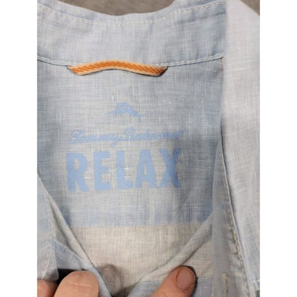 Tommy Bahama Relax Heather light Blue Linen Button-Down Shirt Men's Size Large‎ - Picture 5 of 7